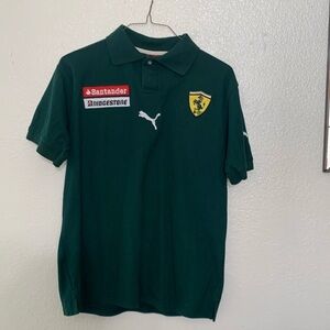 Dark Green Puma Short Sleeved Polo Shirt with patches size 40